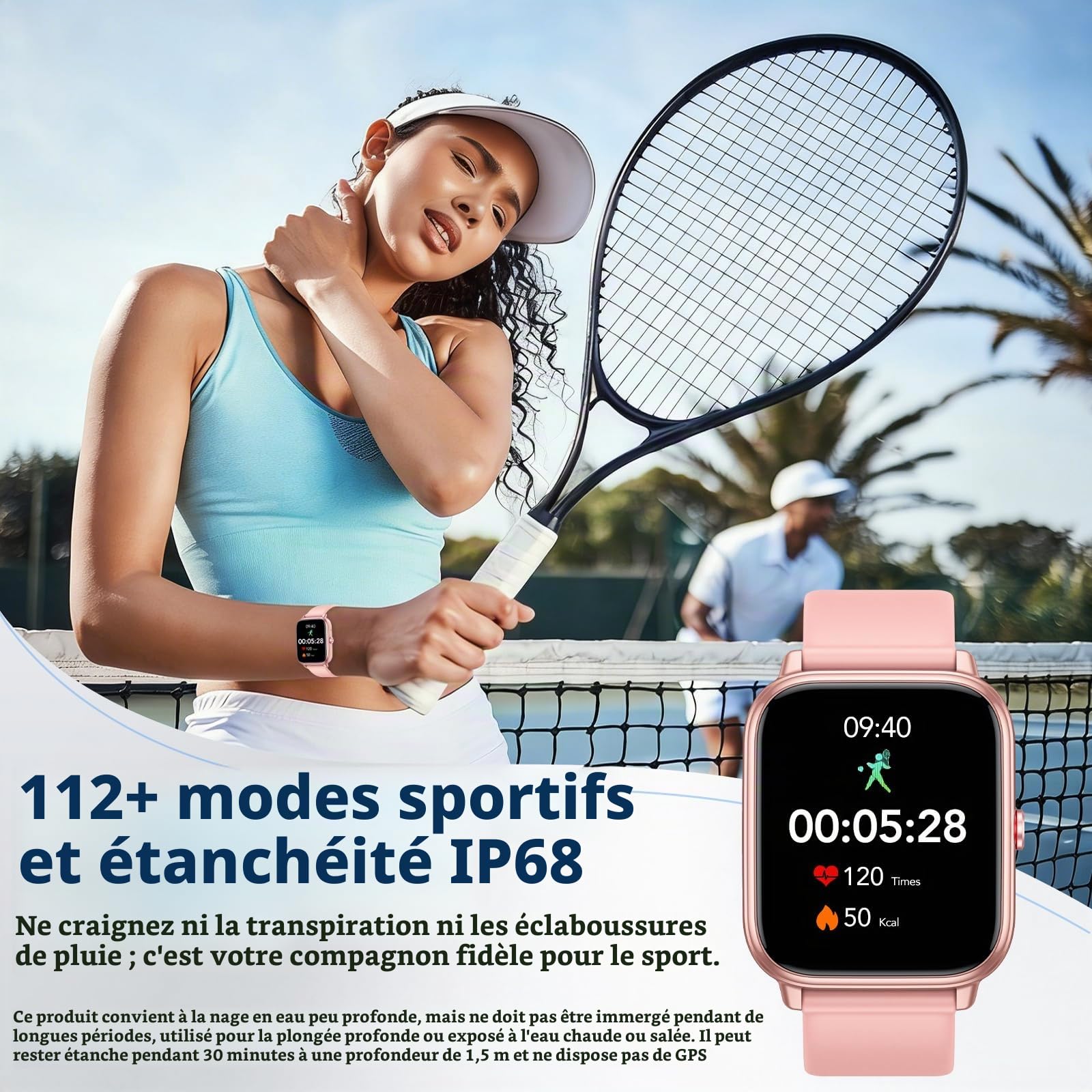 Montre Connectée Femme Homme, 1.83" HD Smartwatch, 20 Jours d'Autonomie