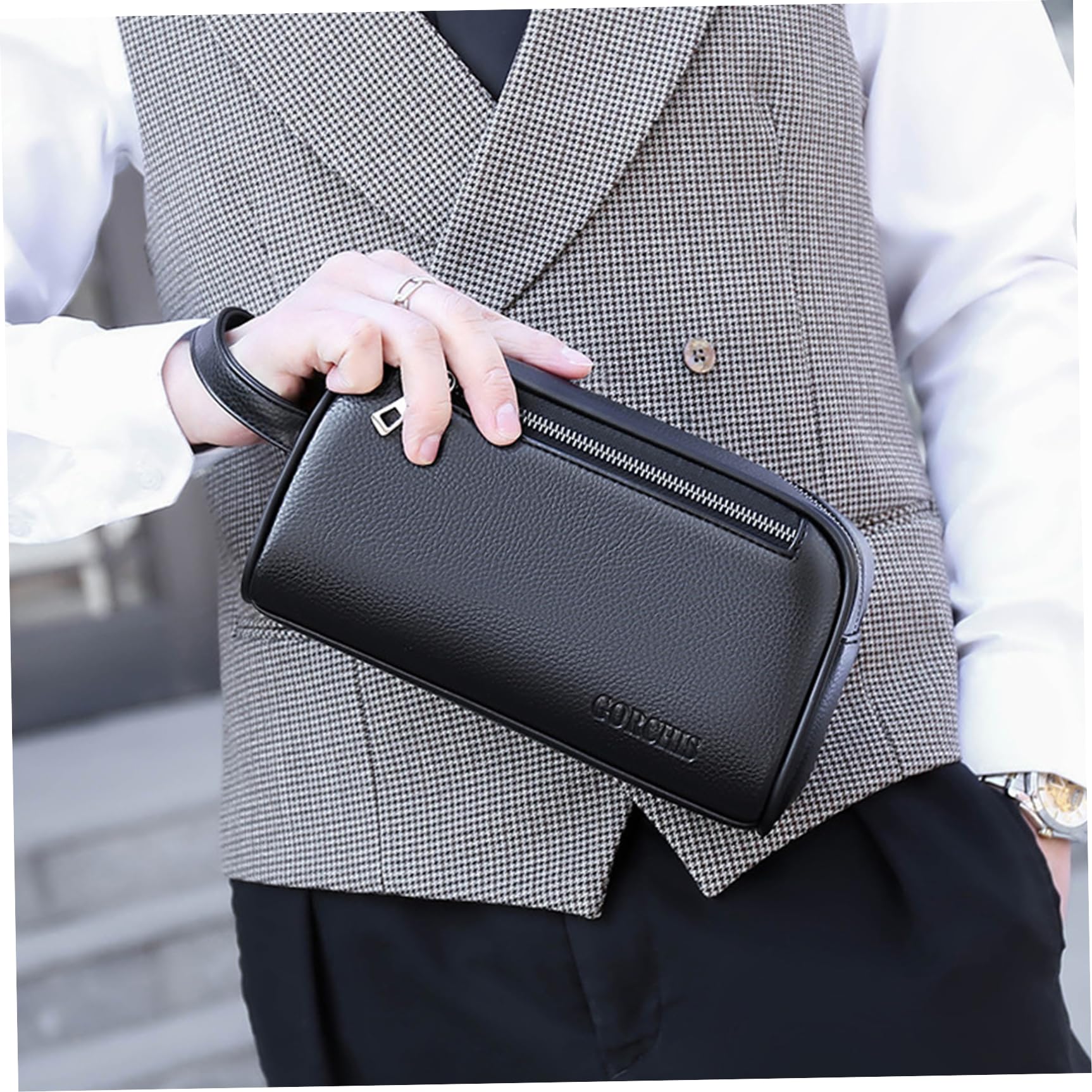 Bolso de Mano para Hombre de Piel sintética, Bolso de Mano con asa y Cerradura codificada, de Hombre Suave y Elegante para Uso Diario, de Cuero para
