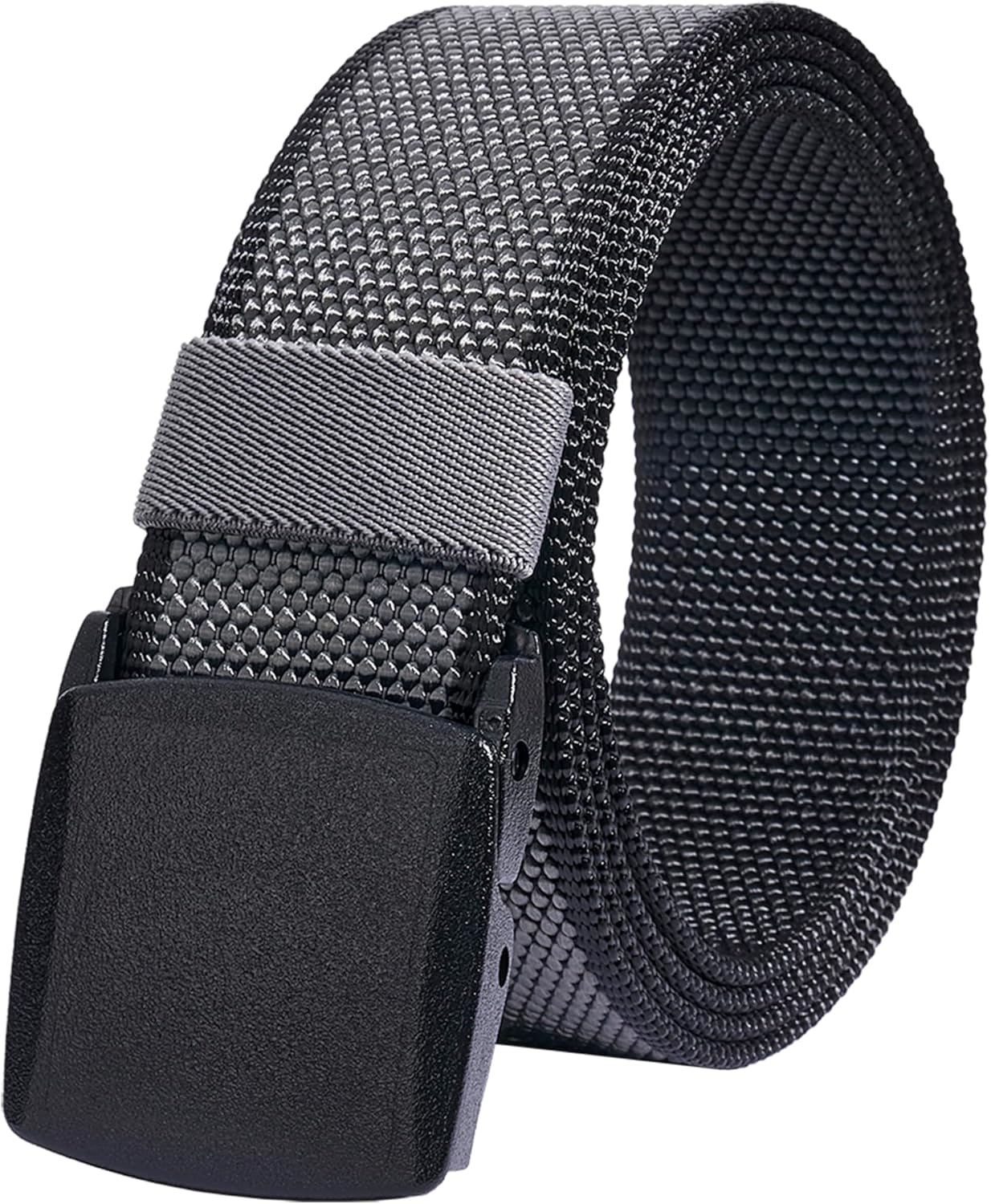 LionVII Mens Casual Belts Web - 2 Colors in 1 Reversible with YKK Plastic Buckle - Adjustable Trim to Fit 27-49" Waist