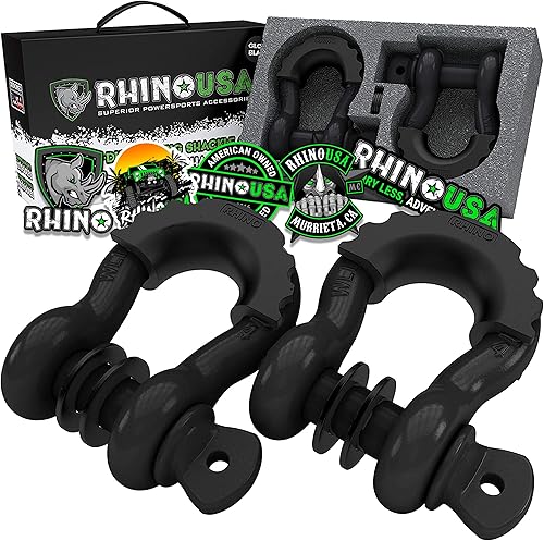 Miniatura 1 de Rhino USA grilletes de anillo D Paquete de 2 Negro