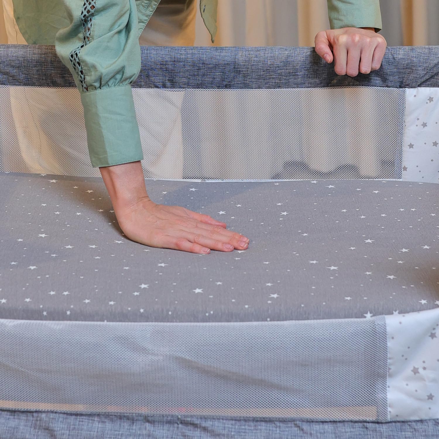 Next to Me Crib Sheets 55x90 cm, 3 Pack, 1 Waterproof Crib Mattress Protector - Image 4