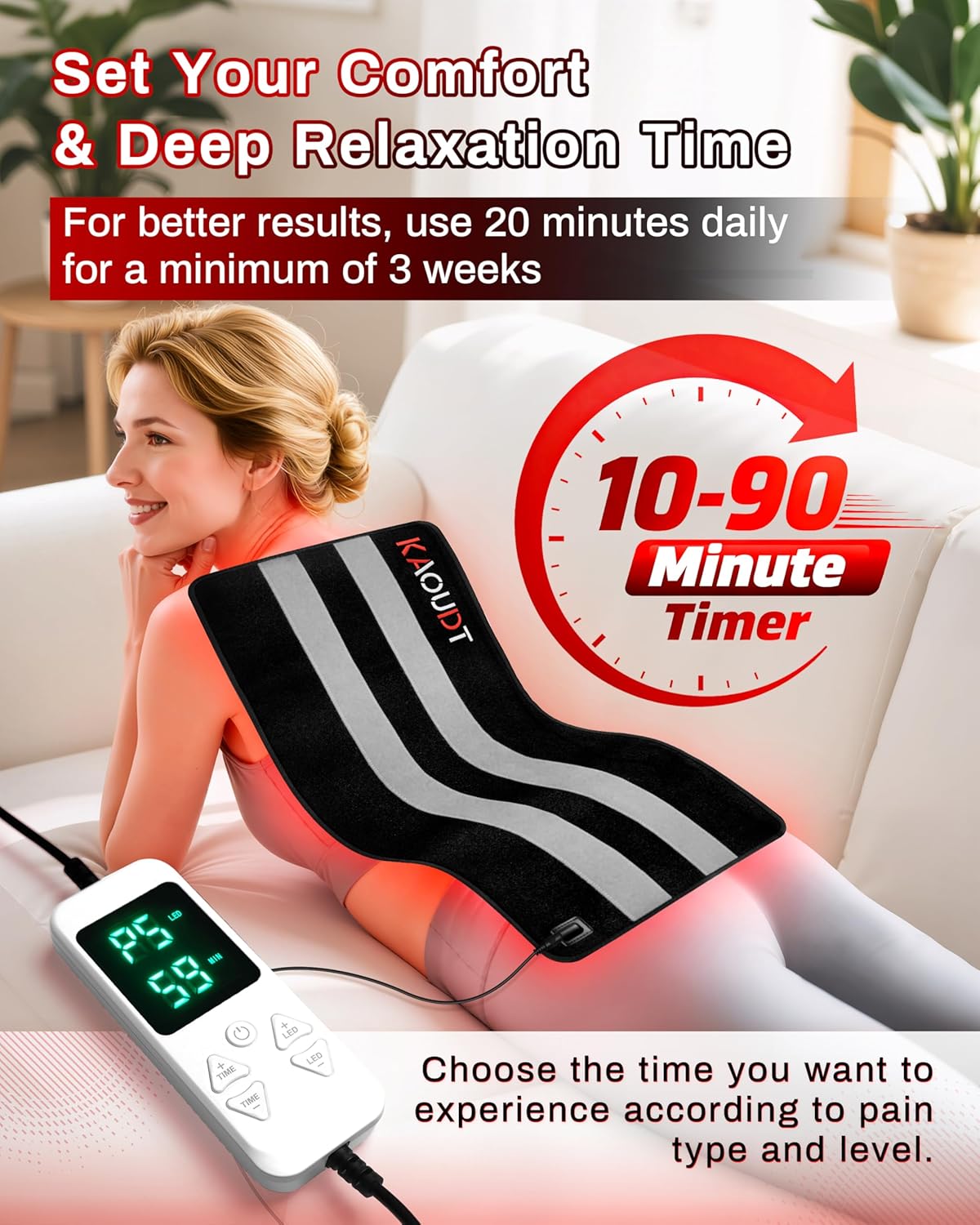 Red Light Therapy Mat 29.3" x 13", 330 LEDs Medical-Grade TPU Red Light Therapy Pad, 660nm&850nm Infrared Light Therapy for Body Pain Relief - Image 6