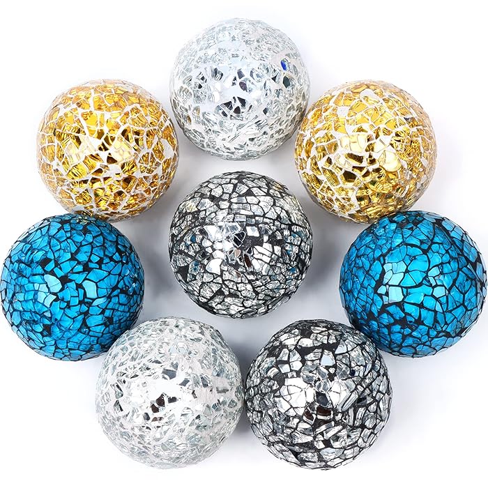 Buy RUIYELE 8 Pieces 3.15 inch Mosaic Glass Orbs Balls Mosaic Sphere