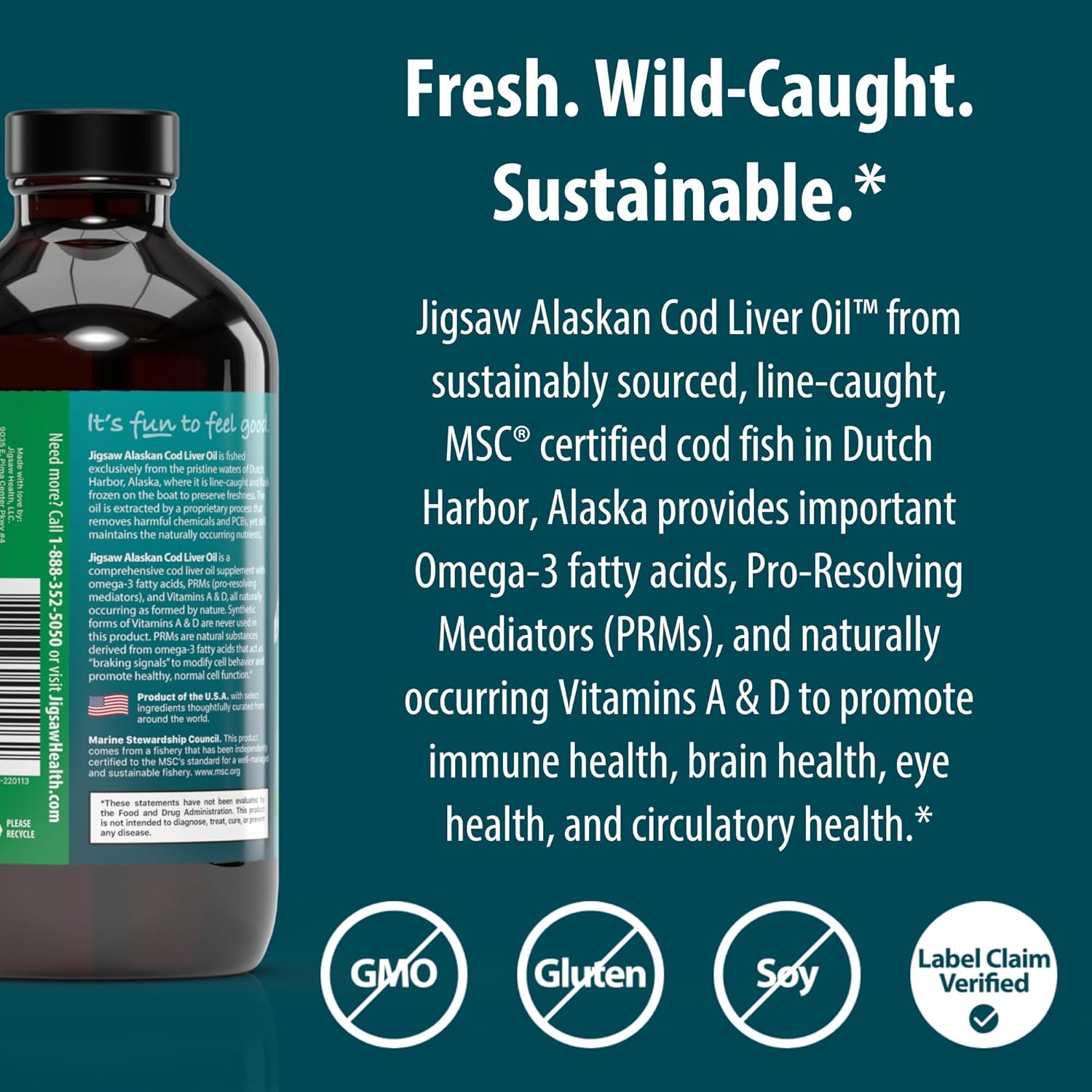 Jigsaw Health Alaskan Cod Liver Oil Liquid, 48 Servings - Image 3