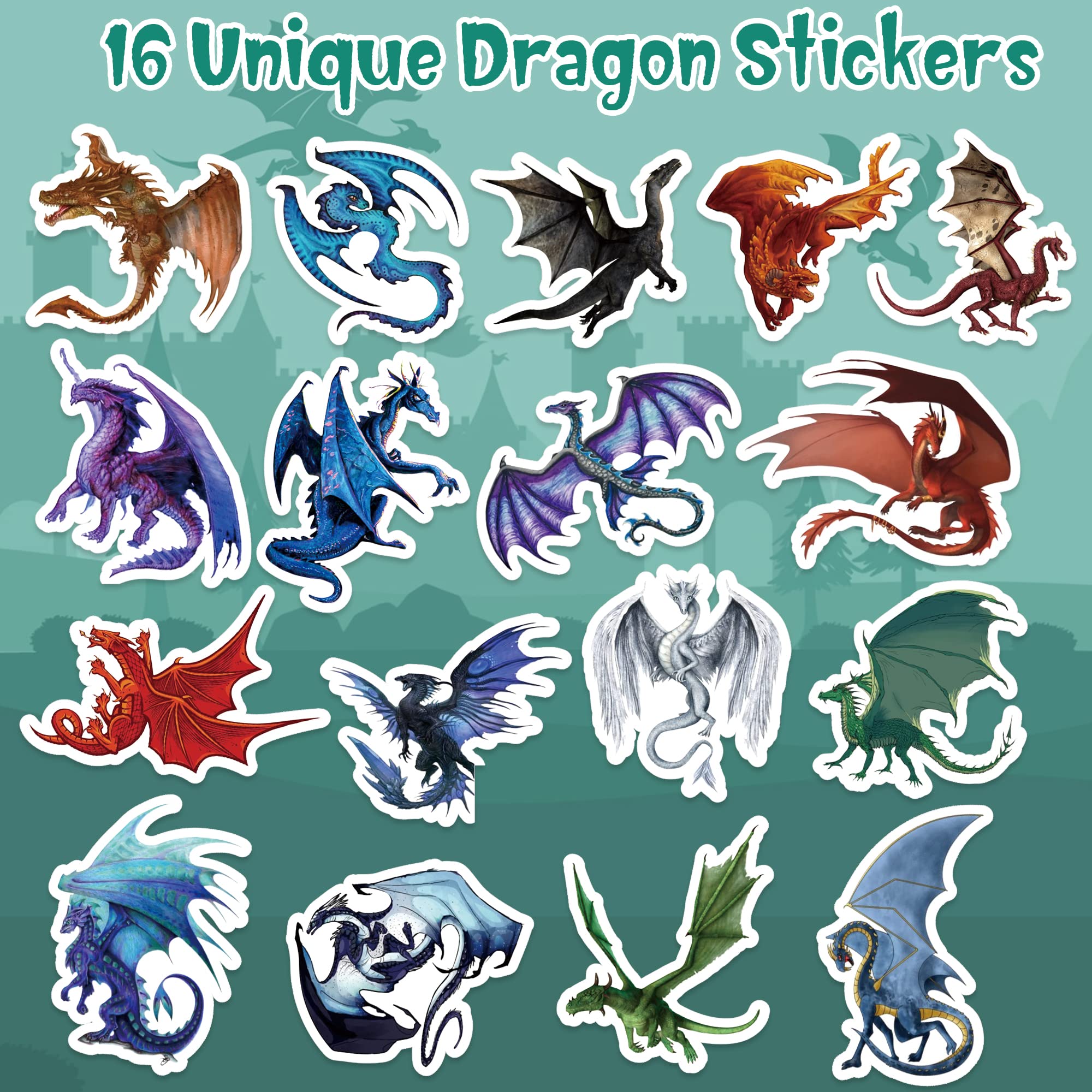 GROBRO7 1000Pcs Dragon Realistic Stickers Roll - Image 3