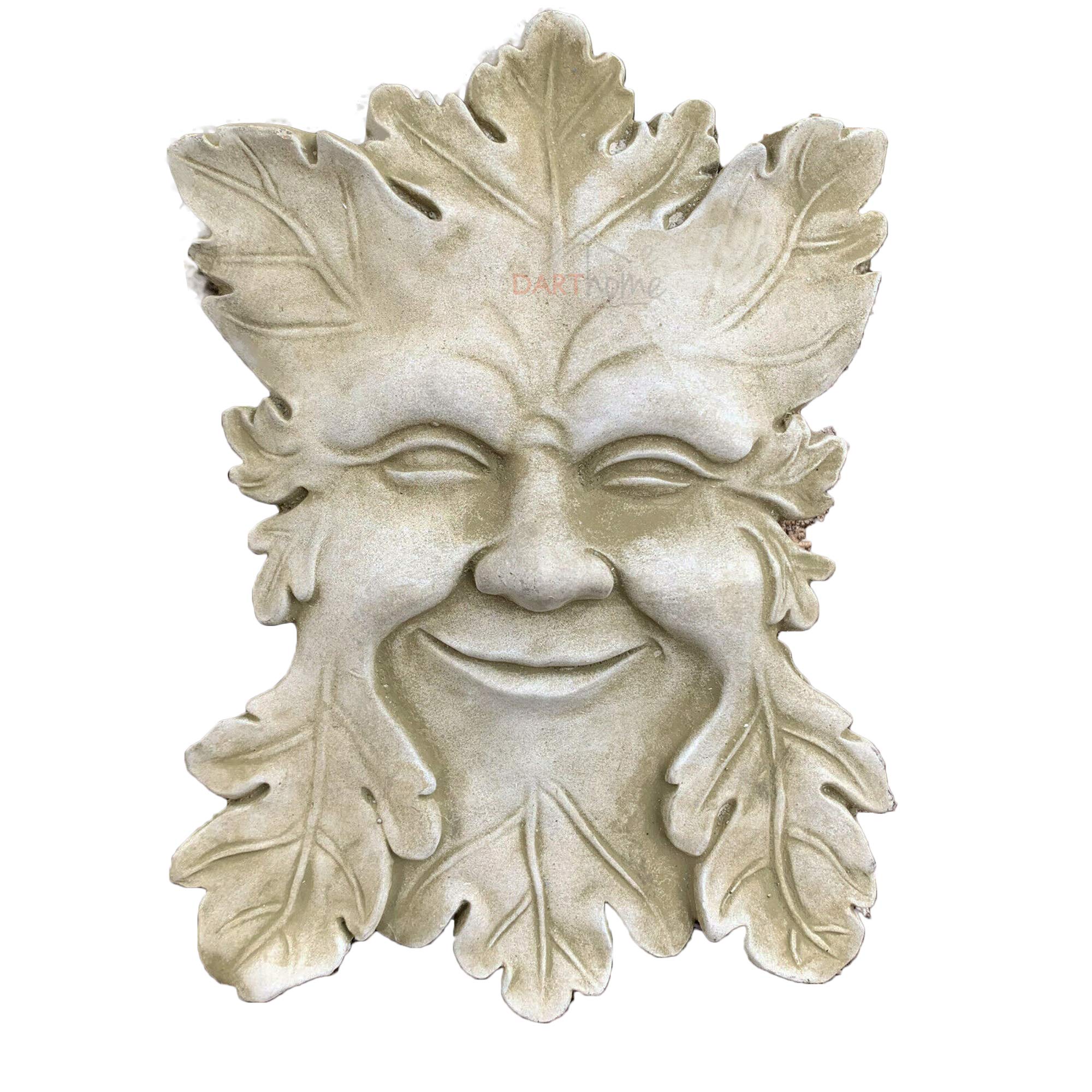 Darthome Ltd Stone Smiling Wiccan Pagan Greenman Face Wall Sculpture Garden Ornament Plaque
