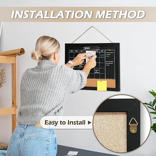 Miniatura 4 de DOLLAR BOSS Calendario magnético de pizarra para pared de 16 x 12 pulgadas, calendario de borrado en seco, pizarra de tiza y tablero de corcho,