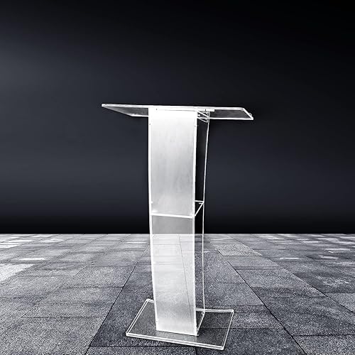 Vista 2 de Podio acrílico transparente de bienvenida, atril de iglesia, púlpito de conferencia, púlpito de oficina para discursos, ceremonias de apertura
