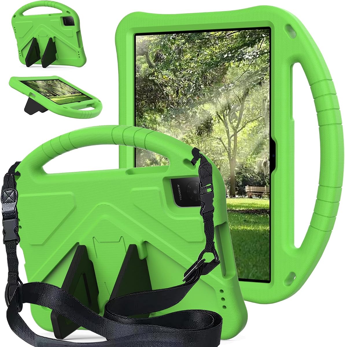 Funda para niños compatible con tableta TCL Tab 10L Gen4 de 10,1 pulgadas (2025), funda ligera de EVA a prueba de golpes con funda protectora con correa para el hombro (verde)