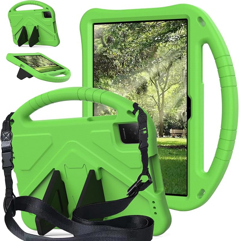 Funda para niños compatible con tableta TCL Tab 10L Gen4 de 10,1 pulgadas (2025), funda ligera de EVA a prueba de golpes con funda protectora con correa para el hombro (verde)