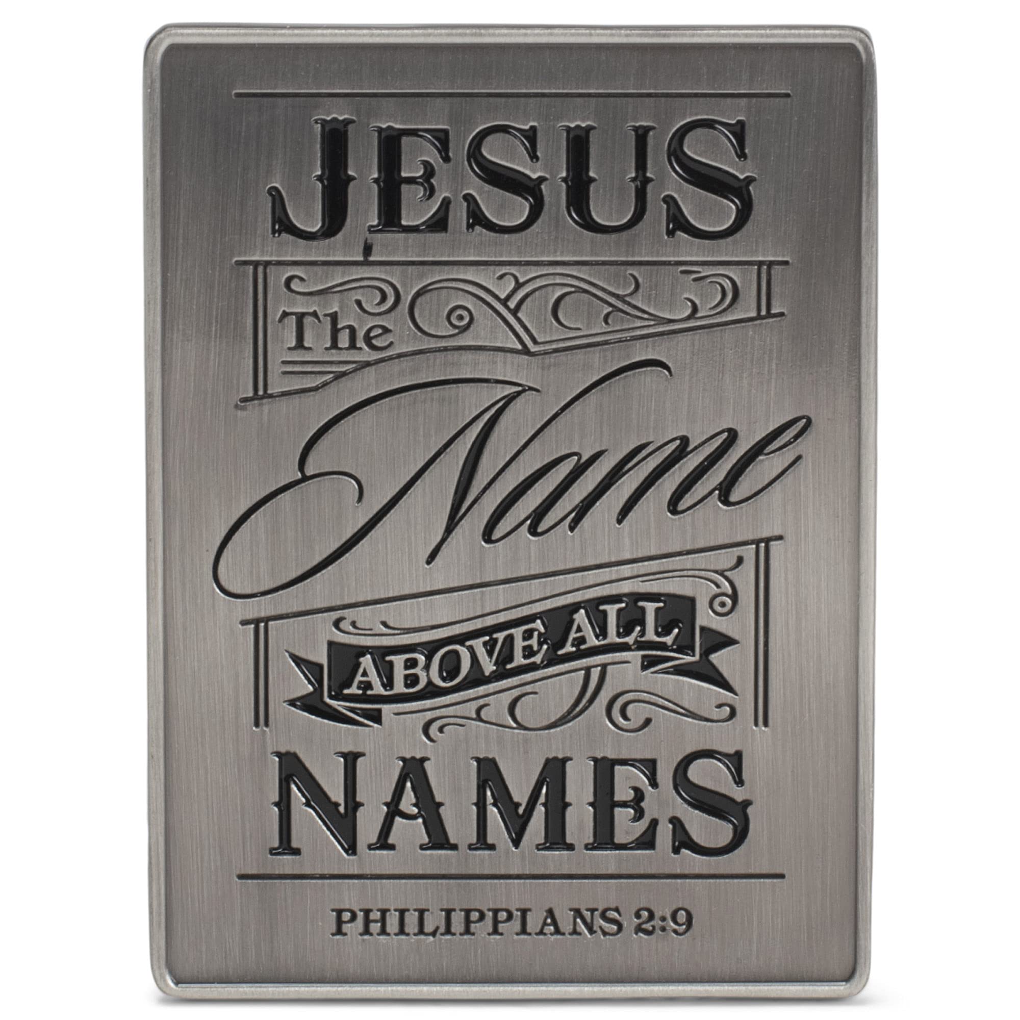 Dicksons Name Above All Scripture Silver Tone 2 inch Zinc Alloy Automotive Visor Clip