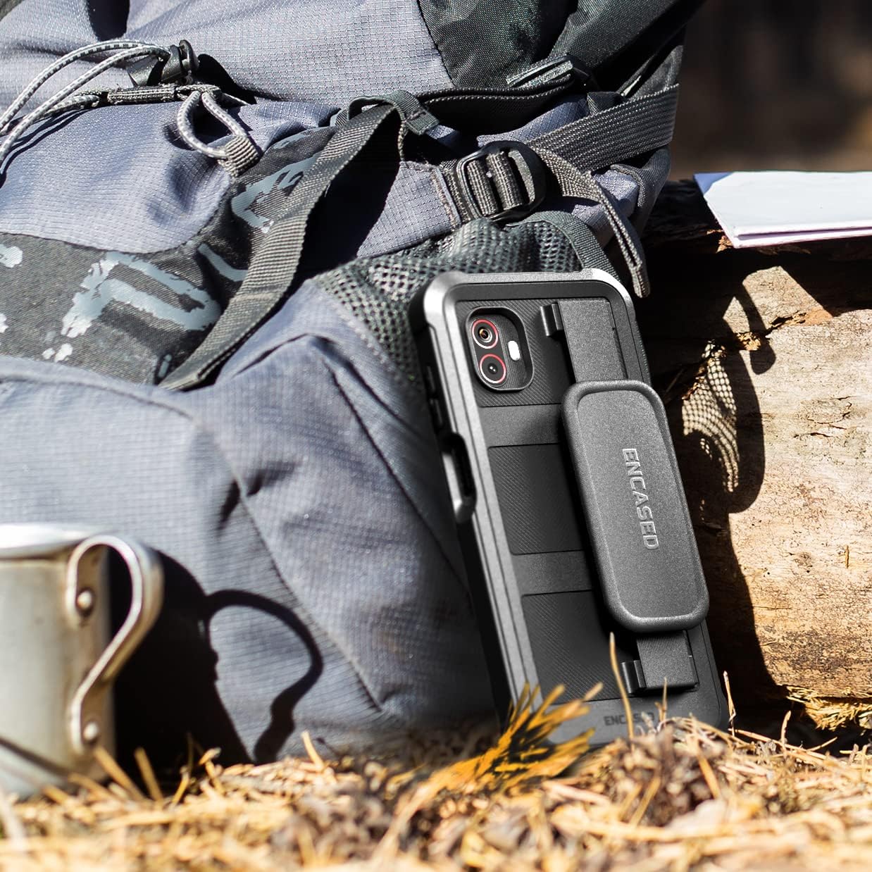 Encased Hand Strap Case for Samsung Galaxy XCover 6 Pro with Belt Clip - Rugged Phone Cover w/Holster (Black)