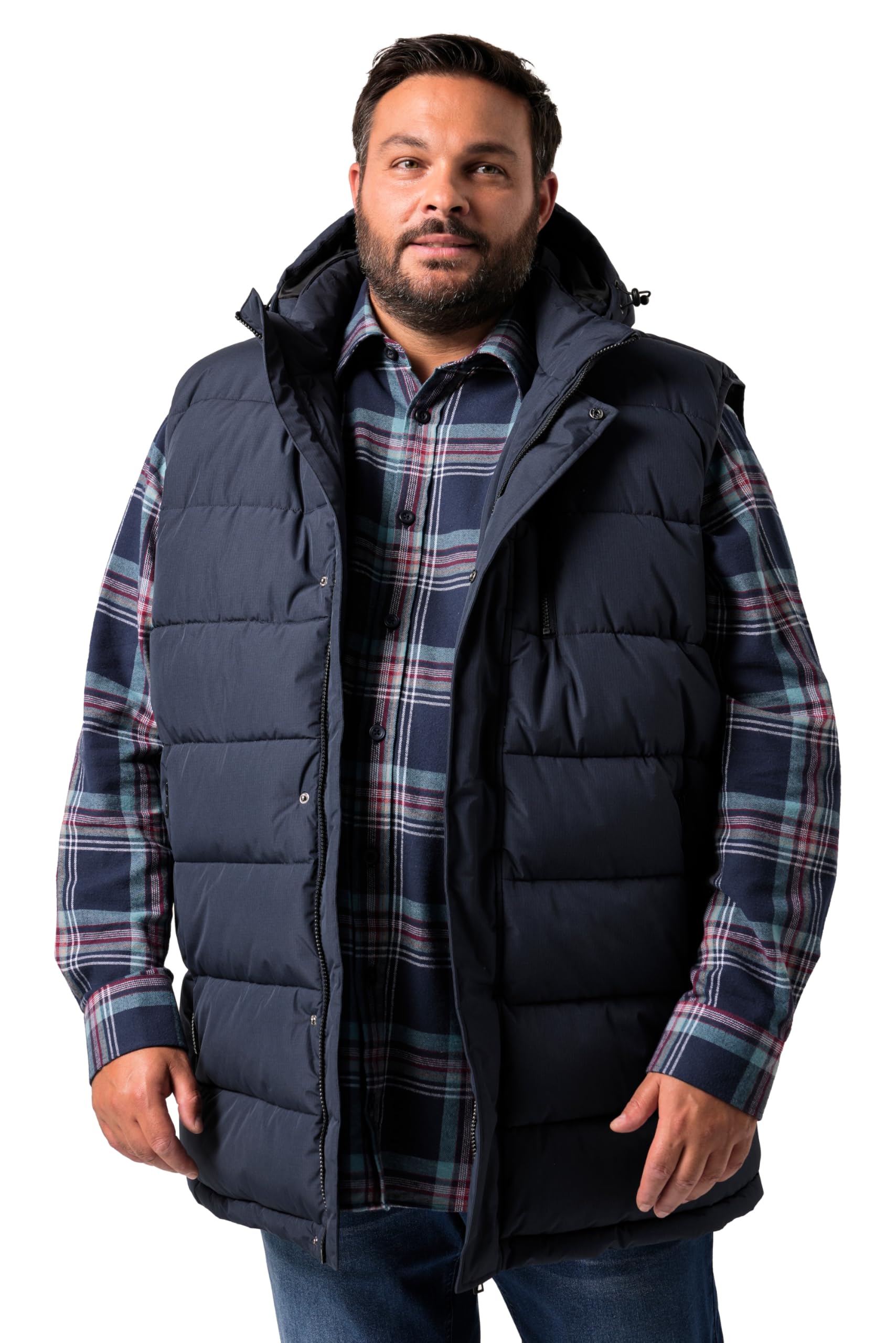 Men Plus Herren große Größen Übergrößen Menswear L-8XL Steppweste, Kapuze, Zipptaschen 842433