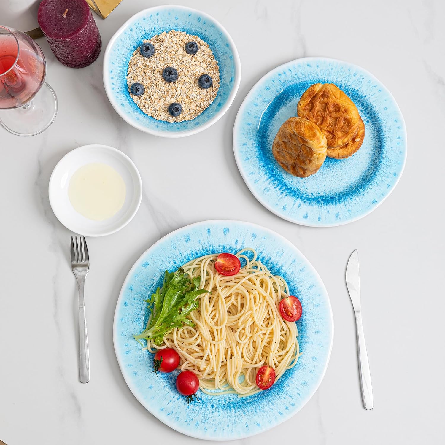 Large Farmhouse Melamine Serving Trays, Set of 2, 17 x 10 inches Serving Platters for Food Serving, Durable and Dishwasher Safe BBQ Tray, Reactive Blue - Image 7