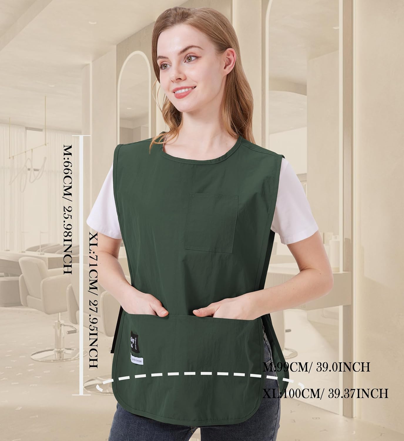 Nanxson Waterproof Cobbler Apron for Women with Pockets Barber Smock Buckle Design Hair Stylist Apron for Kitchen Garden Men - Image 5