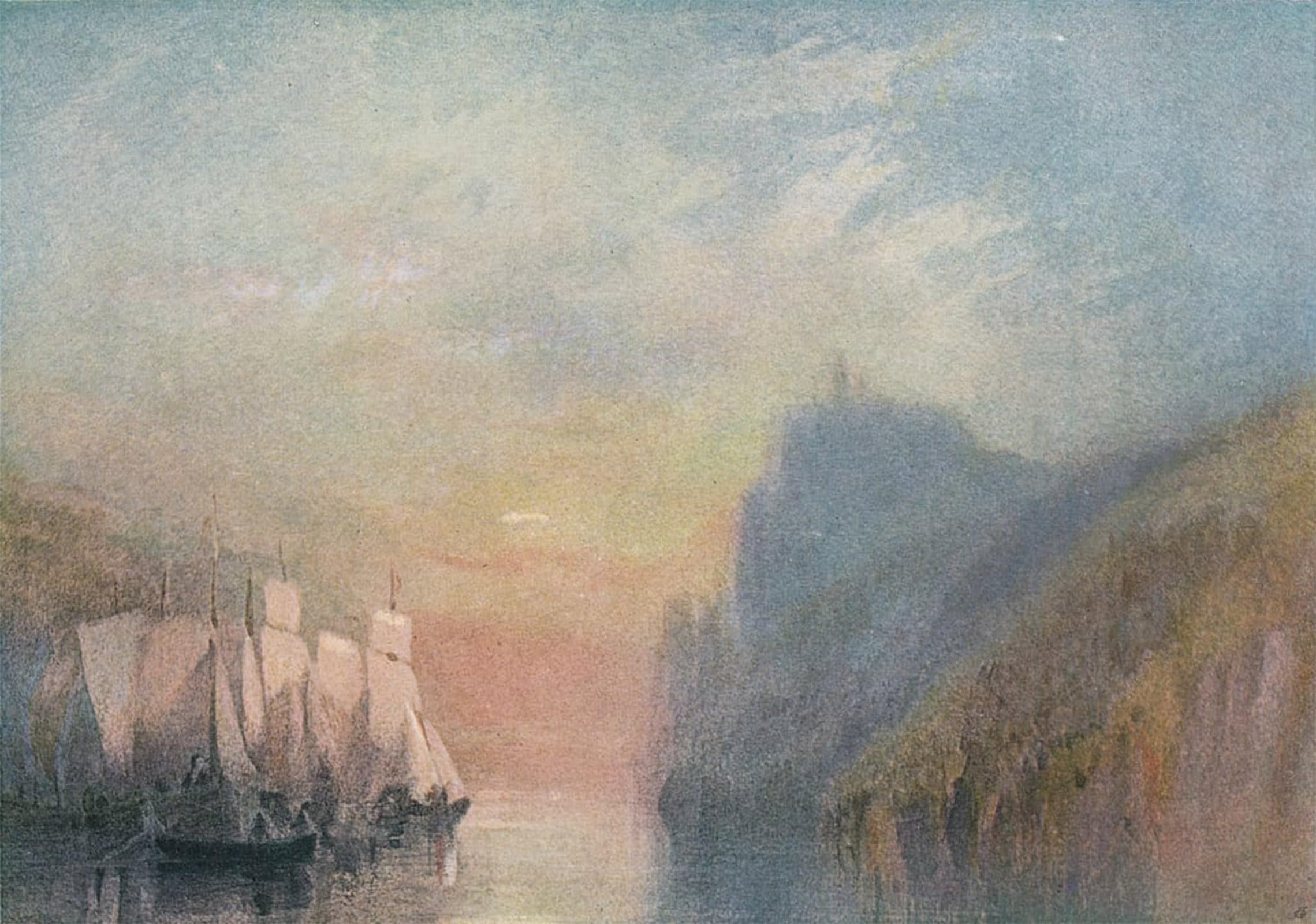 ARTXLXXBN Famous Prints Artwork Pictures Poster Painting Art on the Rhine by Mallord William Turner Artwork Landscape Pictures for Home Decor 60x90cm