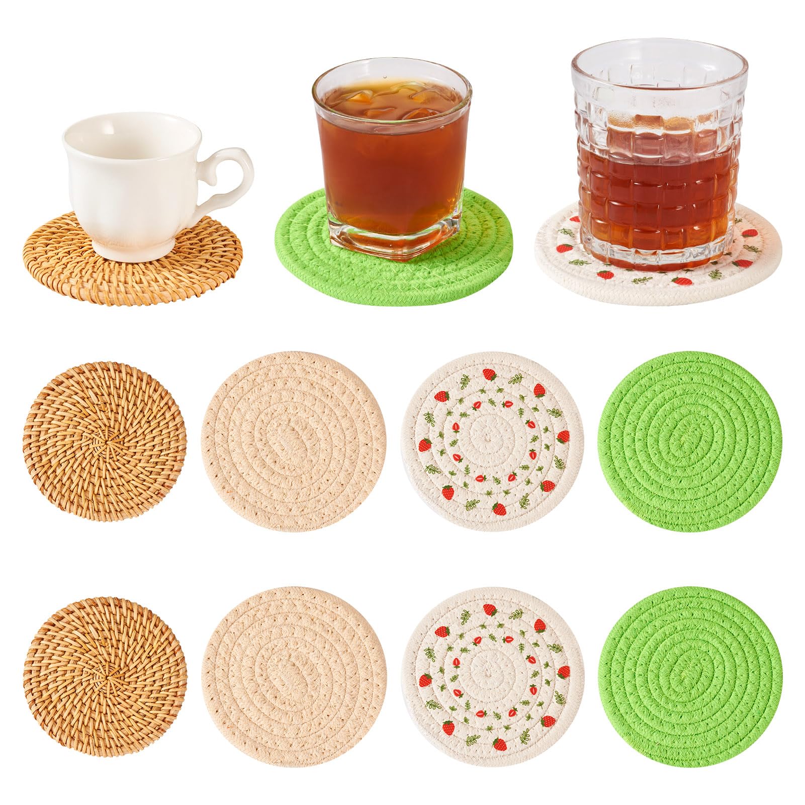 Drink Coasters for Drinking Handmade Boho Coasters for Coffee Absorbent Coasters for Wooden Table Western Living Room Decor House Warming Gifts Coasters Set of 8