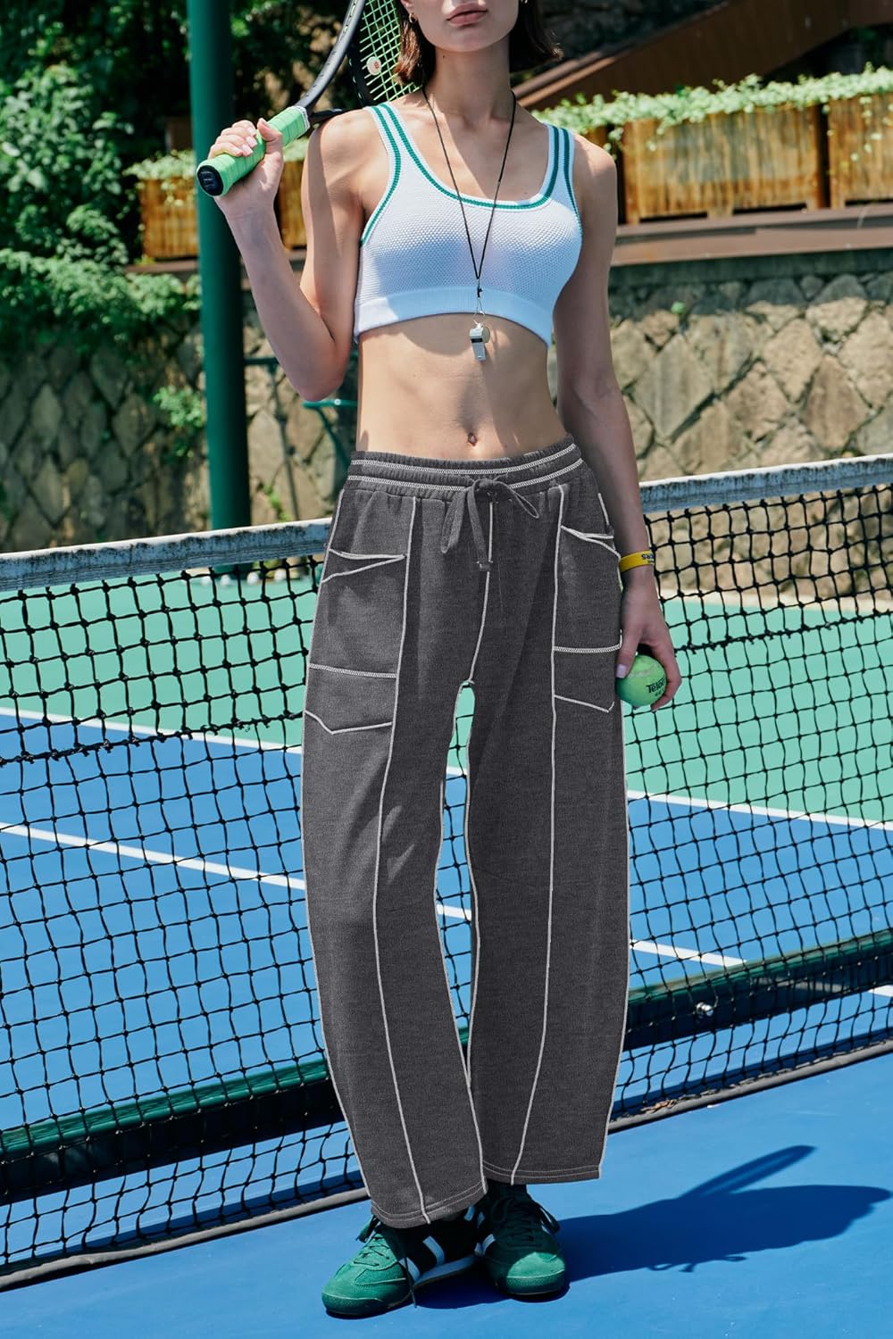 Nirovien Womens Barrel Sweatpants High Waisted Wide Leg Sweatpants Drawstring Lounge Baggy Pants Barrel Sweats - Image 5