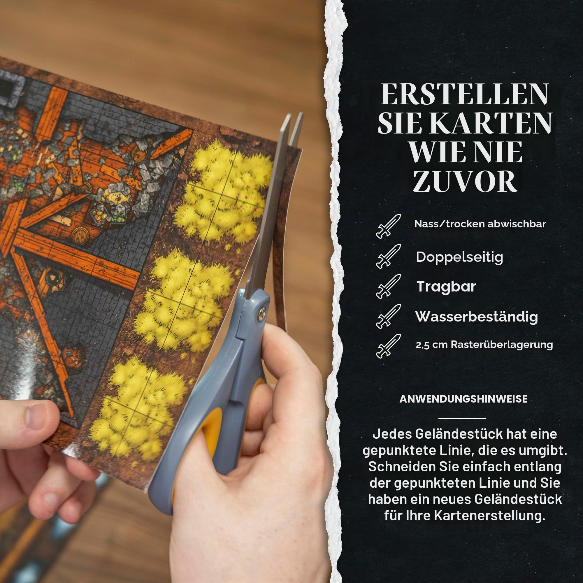 DUNGEON CRAFT: Castles & Keeps Brettspiel, 1000+ Fantasy Tabletop Rollenspiel Geländefliesen für Dungeon Battle Maps, doppelseitig, trocken/nass abwischbar – D&D kompatibel