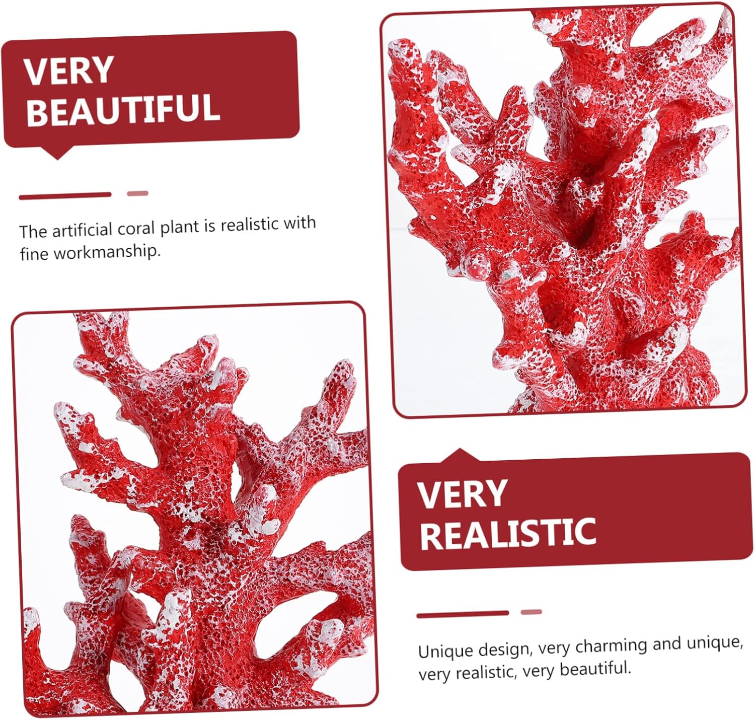 Alipis Resin Artificial Coral Ornament for Fish Tank Decoration Simulated Coral Aquarium Decor Waterproof Design for Use