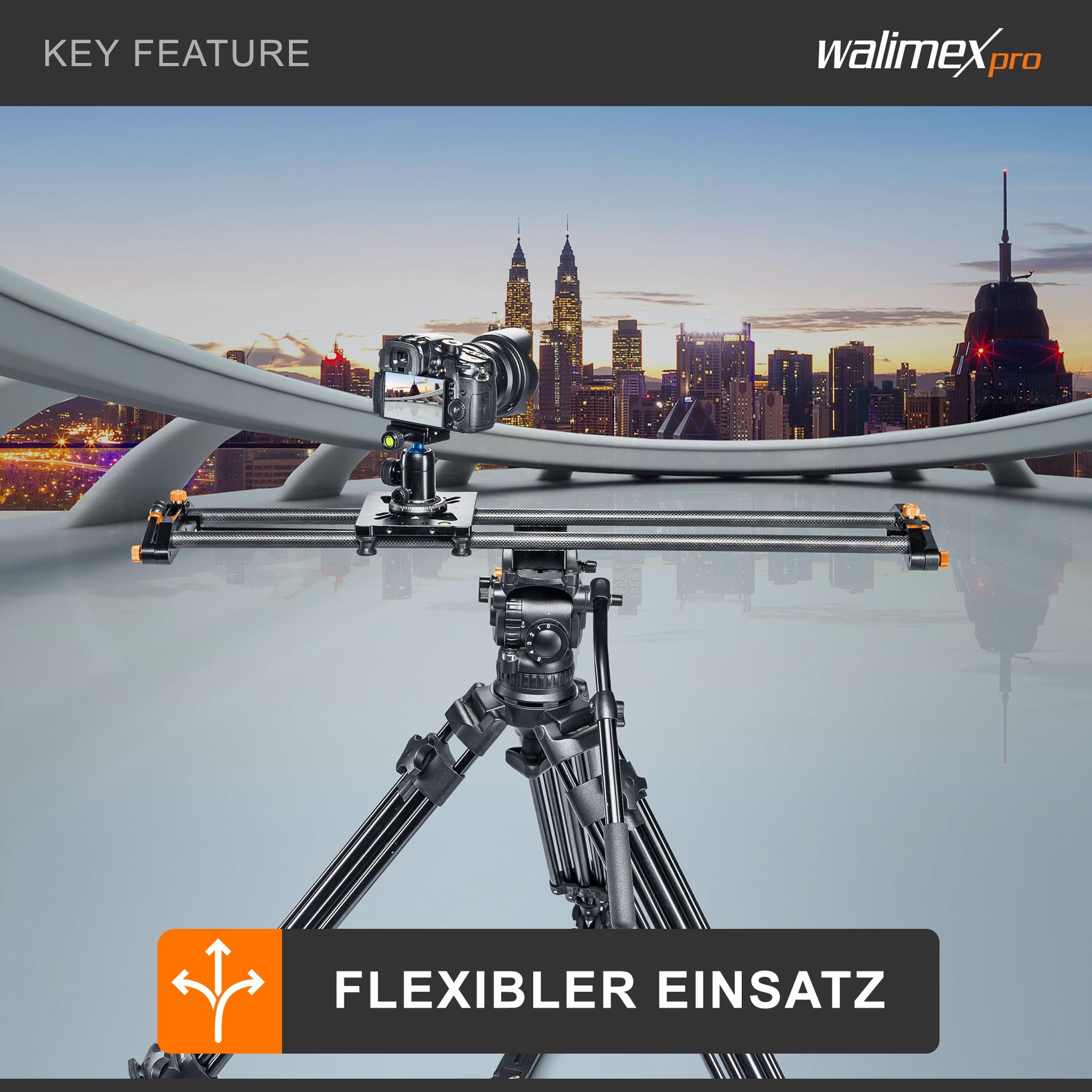 Walimex pro Carbon Follow Focus Parallax Slider 12 schwarz/orange 21640