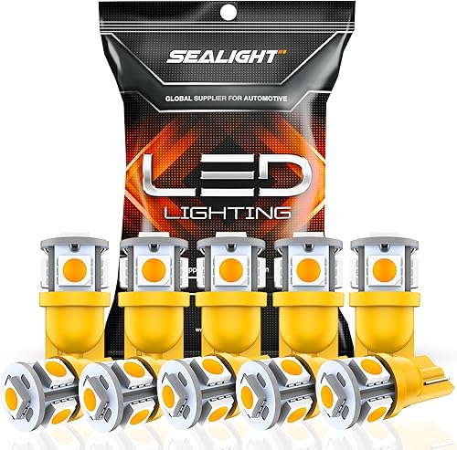 SEALIGHT Bombilla LED 194, bombilla LED 168 T10 ámbar 2700 k amarillo 2825 para luces de cúpula de marcador lateral de señal de giro, bombilla LED