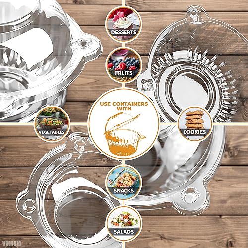 Miniatura 6 de Cajas individuales para cupcakes, 100 recipientes de plástico con tapa, recipientes de postre con tapas, recipientes individuales para cupcakes y