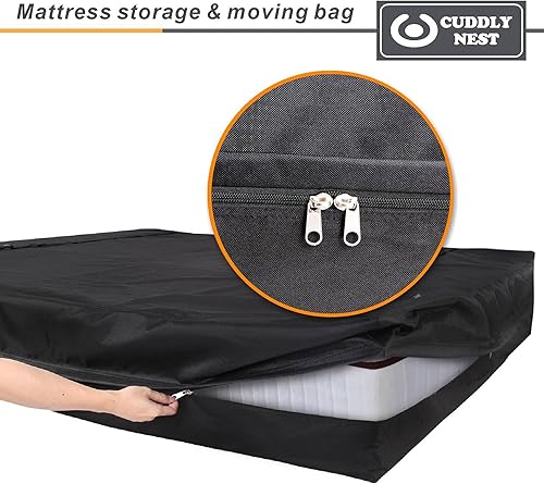 Miniatura 4 de Bolsa de almacenamiento de colchón de lona impermeable para mudanza y almacenamiento, bolsa de colchón reutilizable resistente con cremallera y