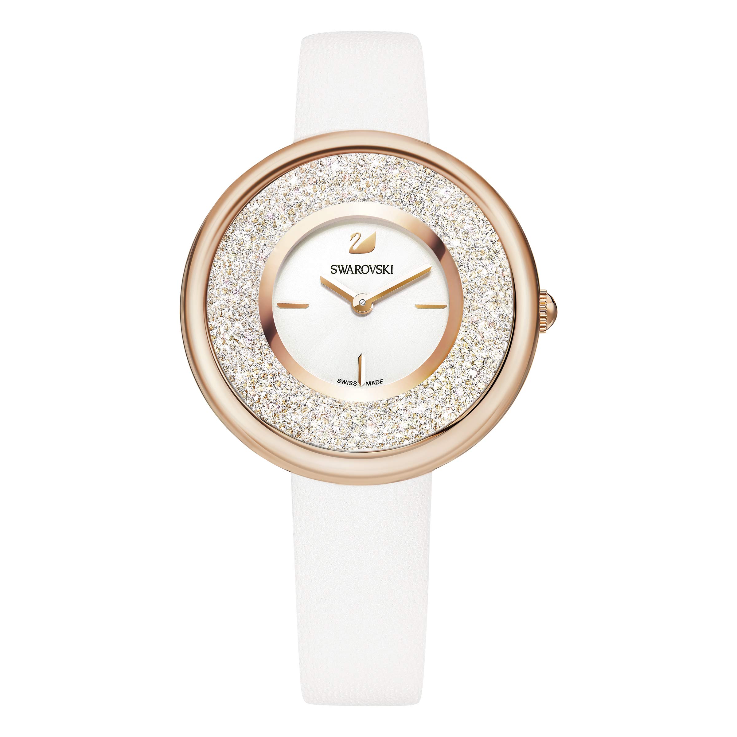 Swarovski Crystalline Pure Watch Leather Strap White Rose Gold