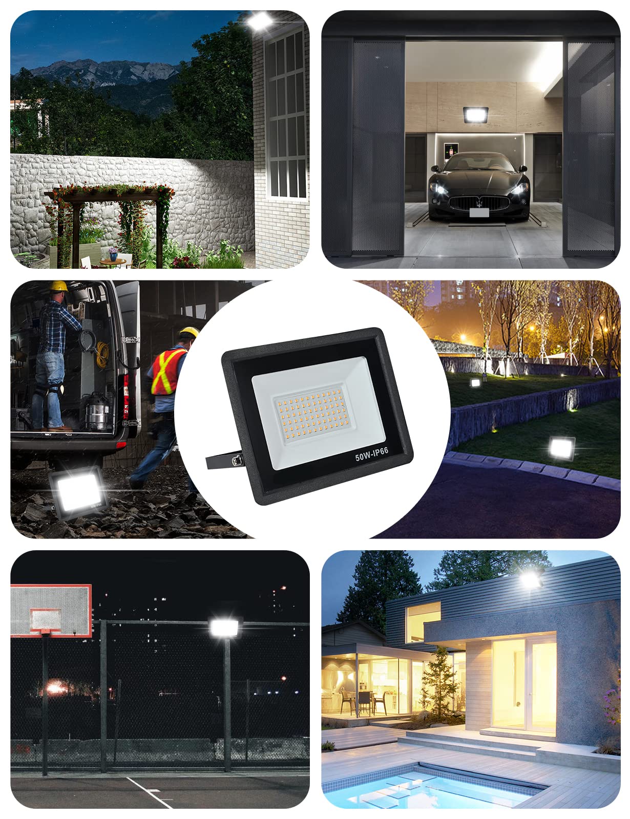 Focos LED Exterior 50W,Proyector LED 5000LM Foco LED,IP66 Impermeable 3500k Foco Proyector Led para Jardín,Garaje,Patio,Almacén,Estacionamiento(50W,Luz calida) | Exterior liderado por el foco para hogar, jardín, garaje, patio, almacén, terraza, aparcamien