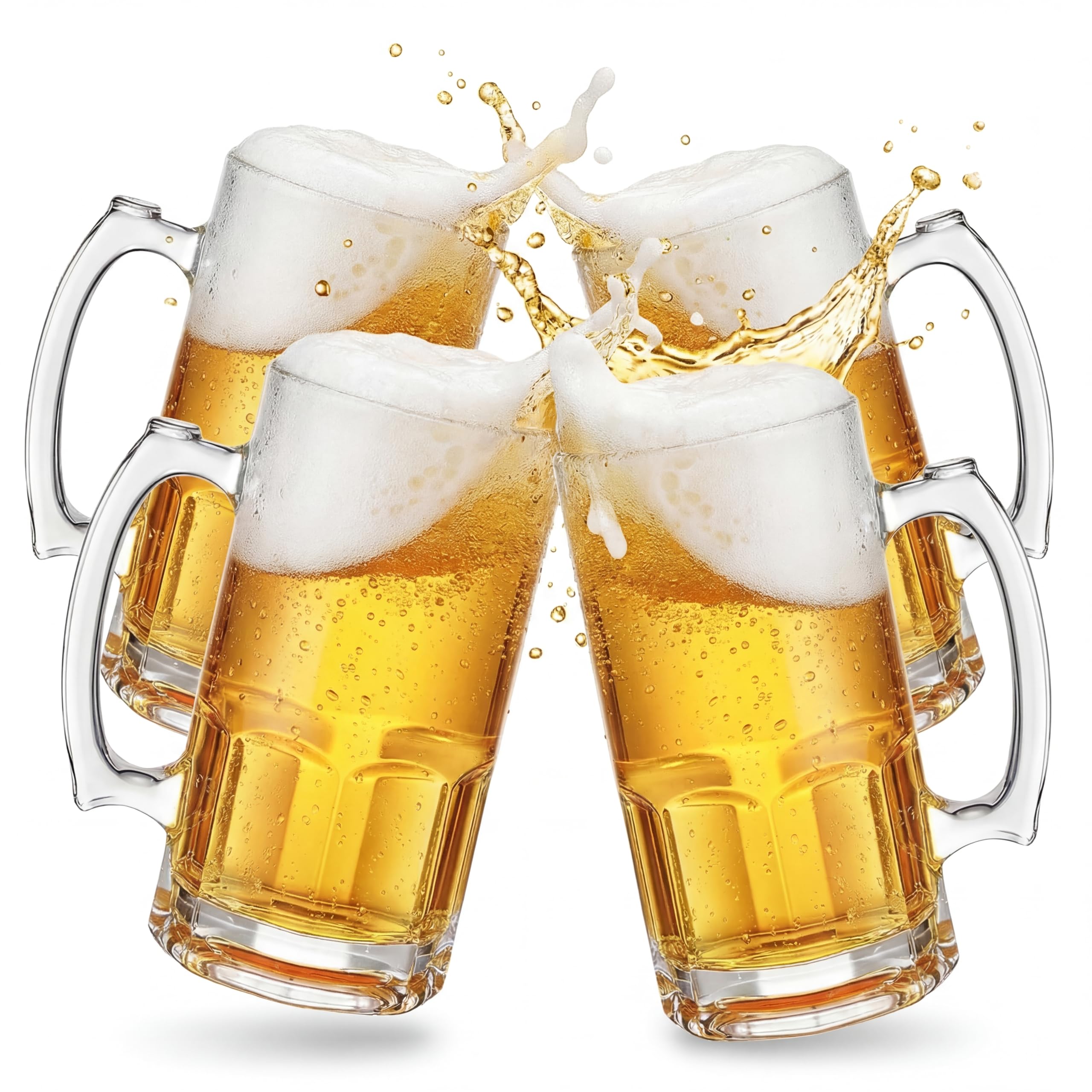 COKTIK 2-pack zware grote bierglazen met handvat - 20oz glazen steins, klassieke biermok glazen set