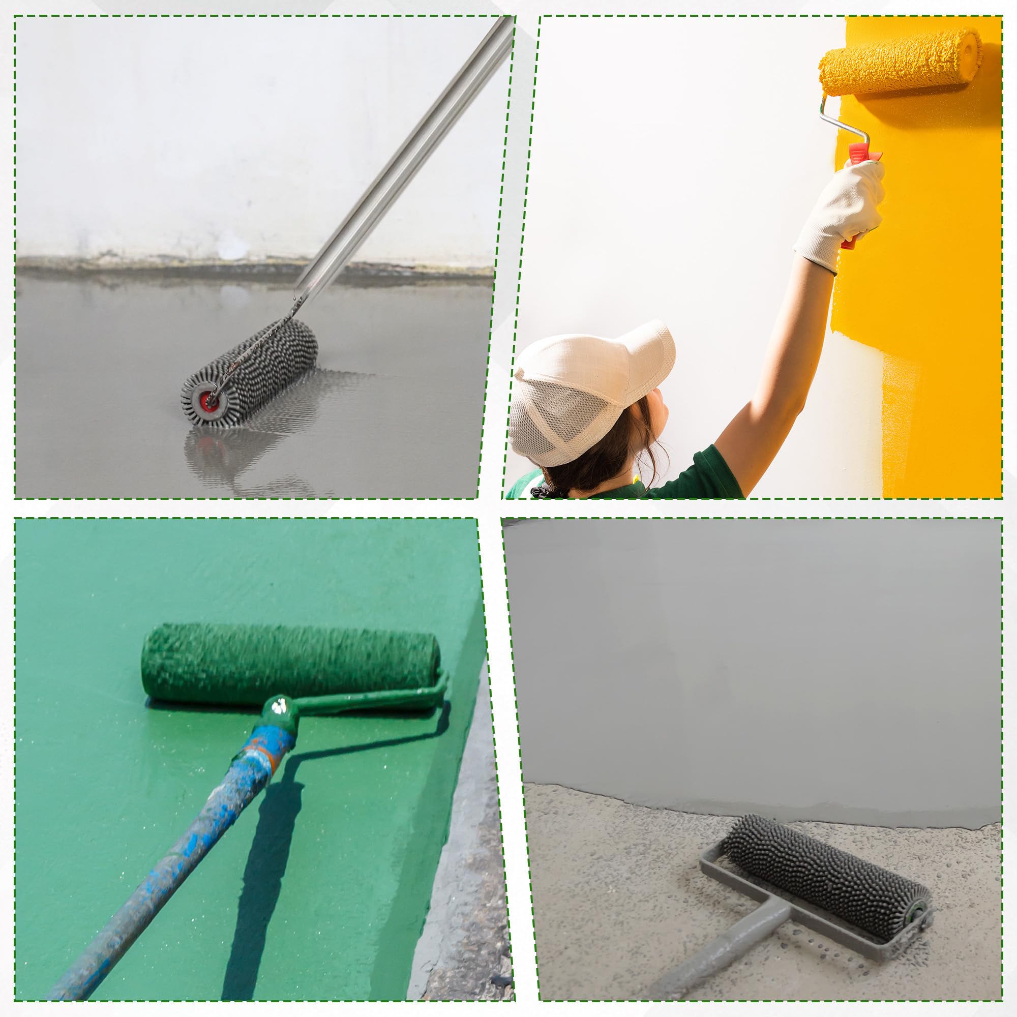 Bodenbeschichtungs-Set, verstellbarem Teleskopstiel von 42-162 cm, vertikalem Spachtel, 56 cm großflächiger Spachtel mit Nylonstollen und Roller, Reinigungsset für Wand- und Bodenbearbeitung