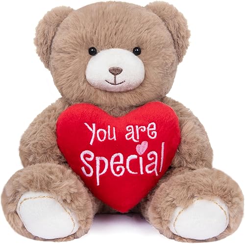 Miniatura 1 de My OLi Oso de peluche de peluche con corazón rojo, juguetes de peluche para bebés, niños y niñas, amantes, color marrón