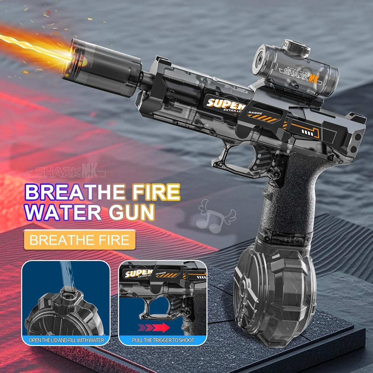 2 Pack Electric Water Gun, Automatic Water Gun Pistol with LED Light, 24-26 FT Range Large Capacity Electric Water Guns - Image 3