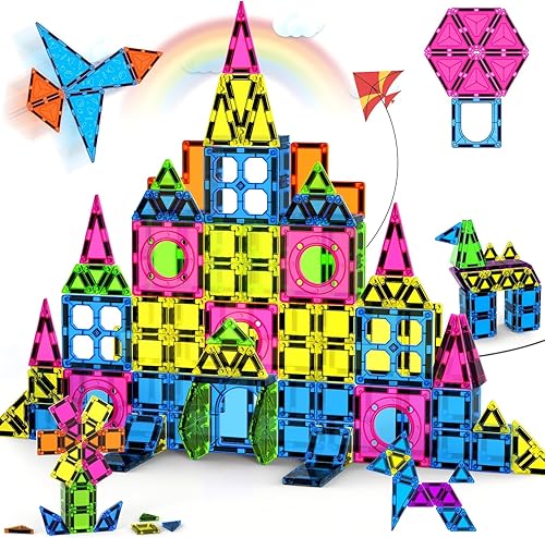 250 PCS 3D STEM Educational Magnetic Tiles for Kids Magnetic Blocks for Kids Magnetic Building Blocks Set