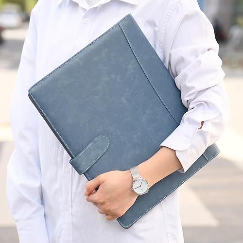 Miniatura 2 de Wason Portafolio Padfolio A4 Carpeta de cuero PU Archivo de archivos Estuche con almohadilla de escritura extraíble portapapeles tarjeta estuche