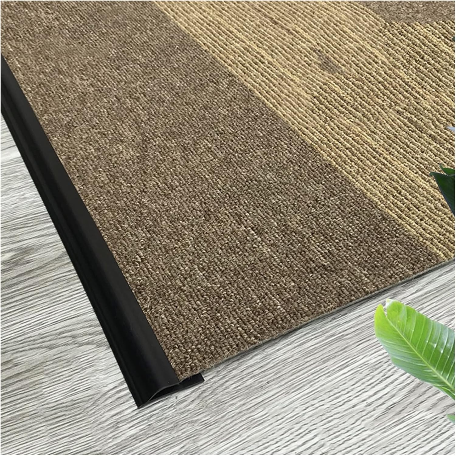 PVC Waterproof Floor Transition Strip for Carpet to Tile,Flexible Soft Carpet Edge Strips Self Adhesive, P Molding Doormats Wrapping Strip(Black,1m(3.3ft))