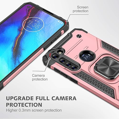 Miniatura 6 de Asuwish Funda compatible con Moto G Power 2020 y protector de pantalla de vidrio templado, accesorios de celda, soporte de anillo híbrido, soporte