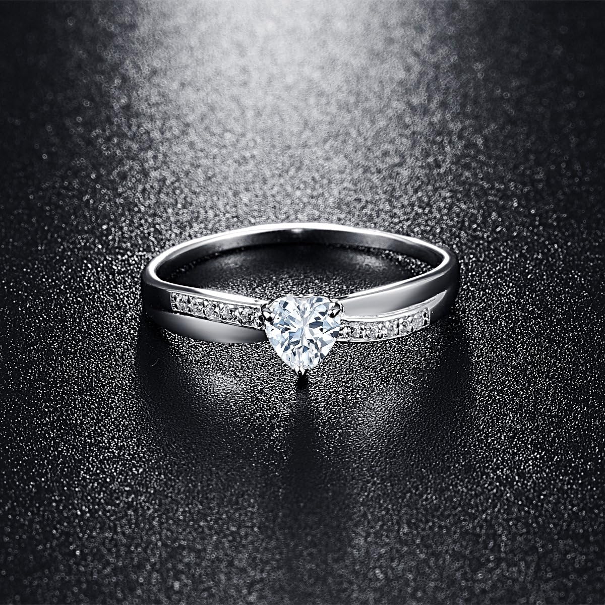 925 Sterling Silver Heart Promise Ring for Her Solitaire CZ Engagement Wedding Eternity Anniversary Ring for Women Size 9.5 - Image 2