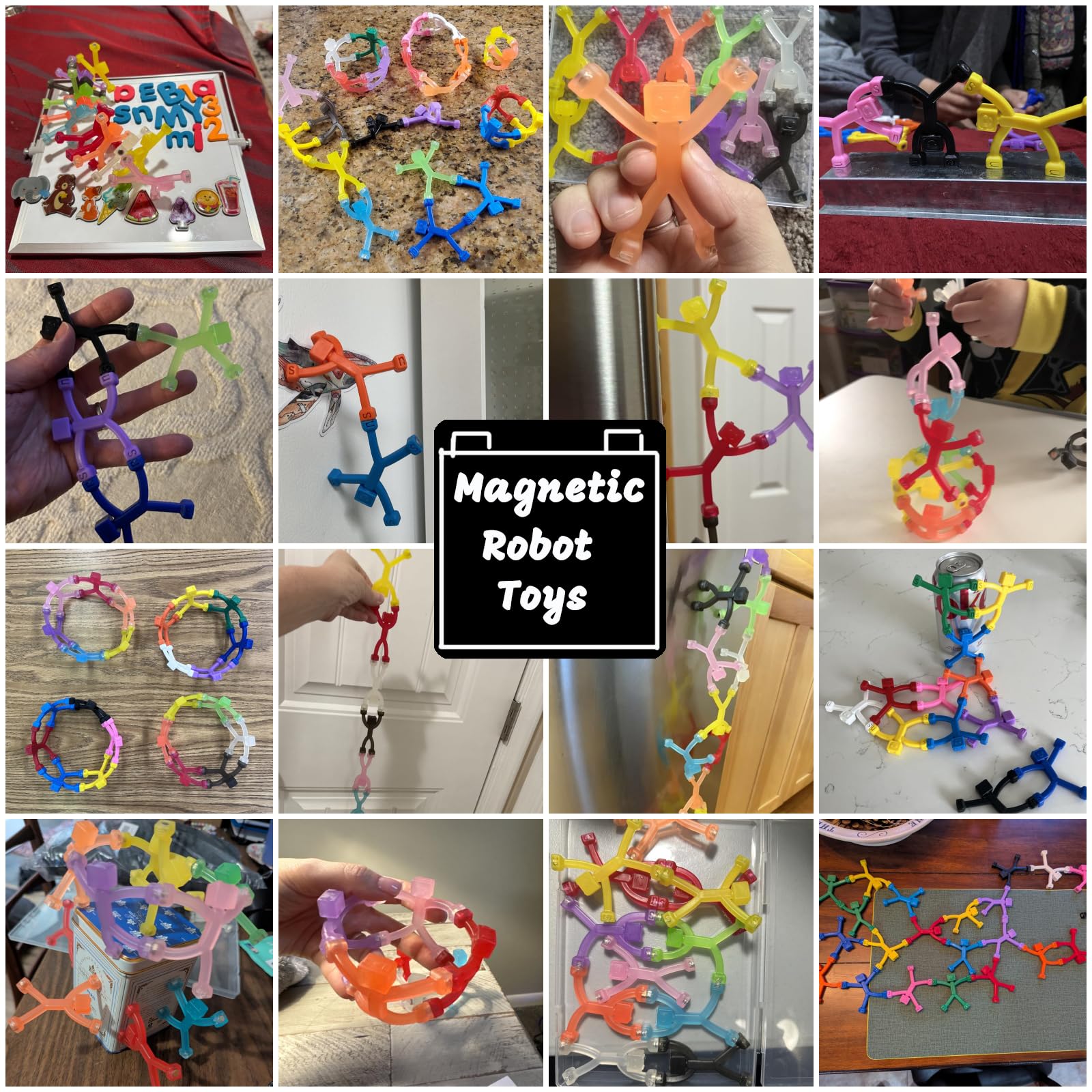 12 Stück magnetisches Reisespielzeug für Kinder, kreativ, tragbar und pädagogisch, Magnetmagnete für Menschen und Männer: niedliche Roboter und lustige Magnete, kleines Angstspielzeug für