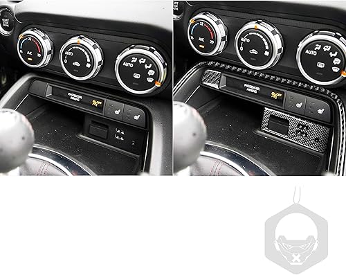 Vista 15 de RRX Calcomanía de fibra de carbono real para consola central de automóvil, carga USB, panel de toma de corriente, marco de almacenamiento central