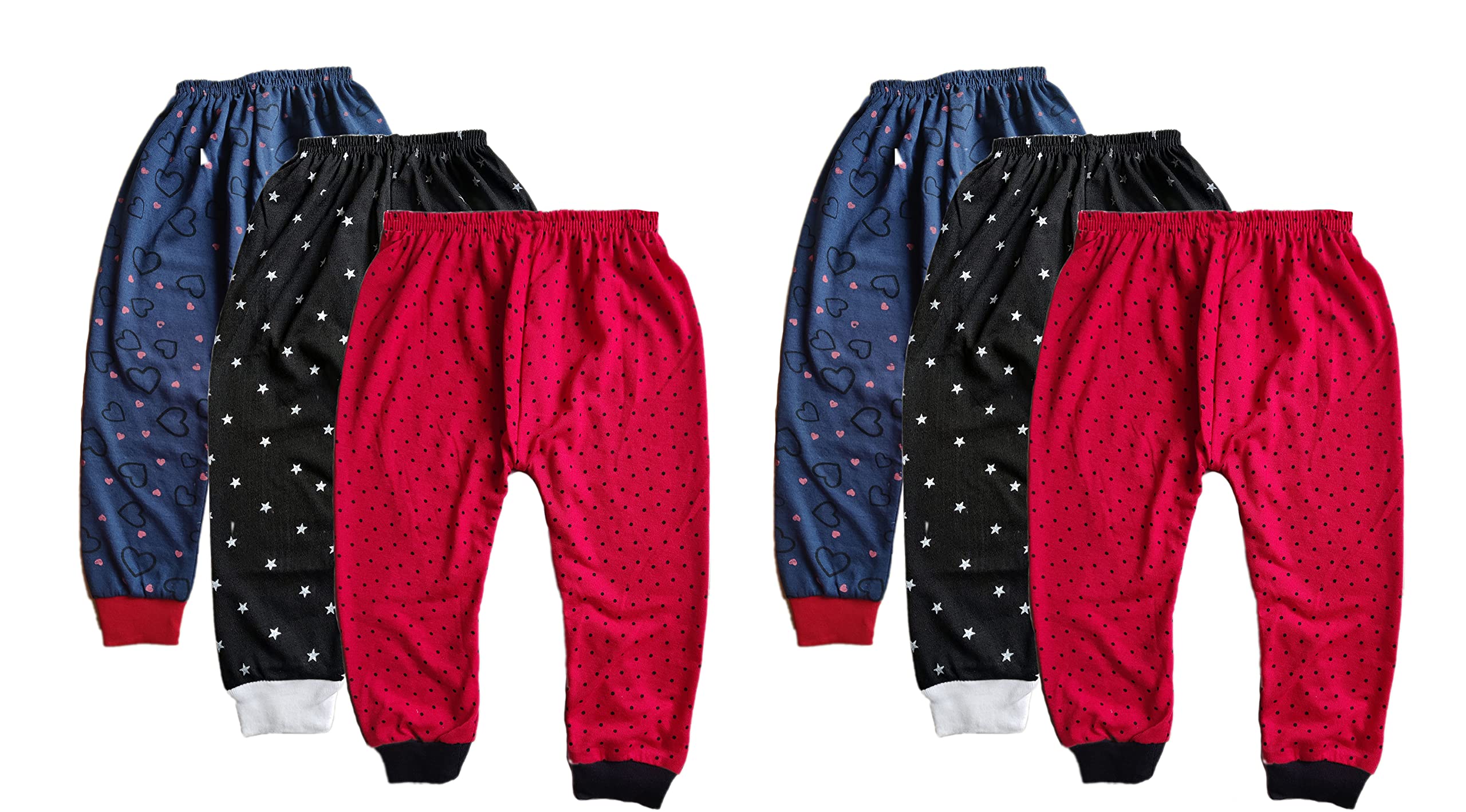 Bold N ElegantHeart Star Polka Print Baby Boys Girls PJ Pyjama Pajama Pant Combo Set for Kids