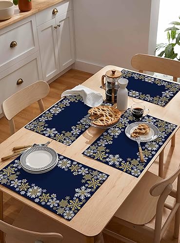 Vista 868 de Juego de 6 manteles individuales rojos para el día de San Valentín, diseño de corazón de San Valentín, resistentes al calor, lavables, manteles