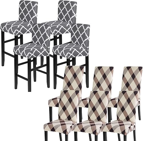 Juego de 10 fundas para silla, fundas elásticas para sillas Parsons, de elastano, extraíbles, lavables, fundas protectoras para sillas de cocina,