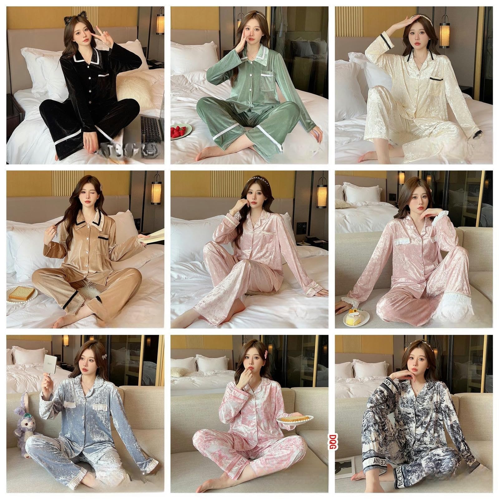 Pigiama Set di Pigiama da Donna Piatti da Uomo A Manica Lunga-Grigio A-XL