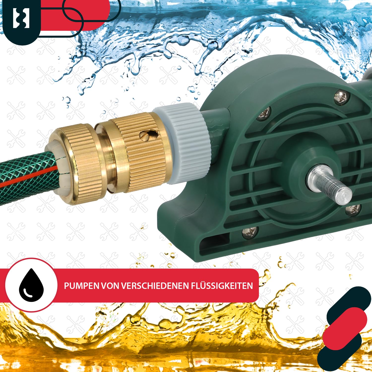 KOTARBAU® Bomba para Taladro hasta 4200 ml/min, Dispositivo para bombear Agua y líquidos, Bomba de trasvase de cobmbustibles, gasoil, Aceite, Bomba de Taladro, Bomba para vaciar, Bomba para trasvasar