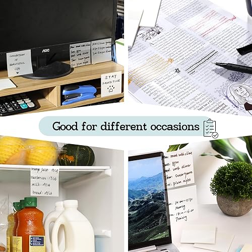 Miniatura 7 de 1000 unidades Bloc de notas adhesivas transparentes, impermeables, autoadhesivas, translúcidas, para anotar libros, escuela y oficina