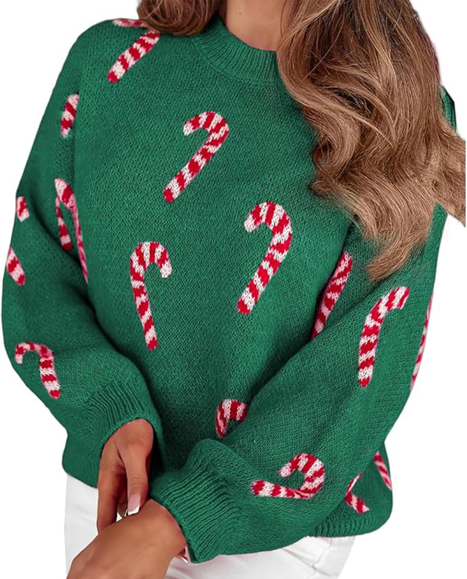 Apvirdy Cute Christmas Sweaters for Women 2025 Pullover Knit Sweater Candy Cane Crewneck Loose Fit Sweater Dreesy Casual