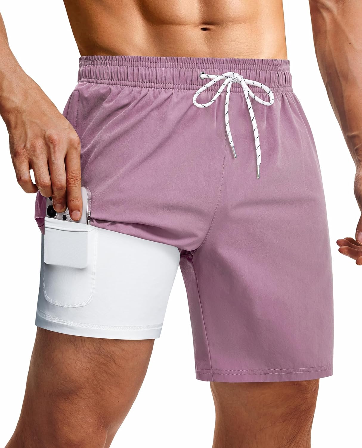 Milin Naco Mens Swim Trunks: 9 Inch 2 in 1 Compression Liner Quick Dry Stretchy Lined Beach Water Sport 12-purple XX-Large