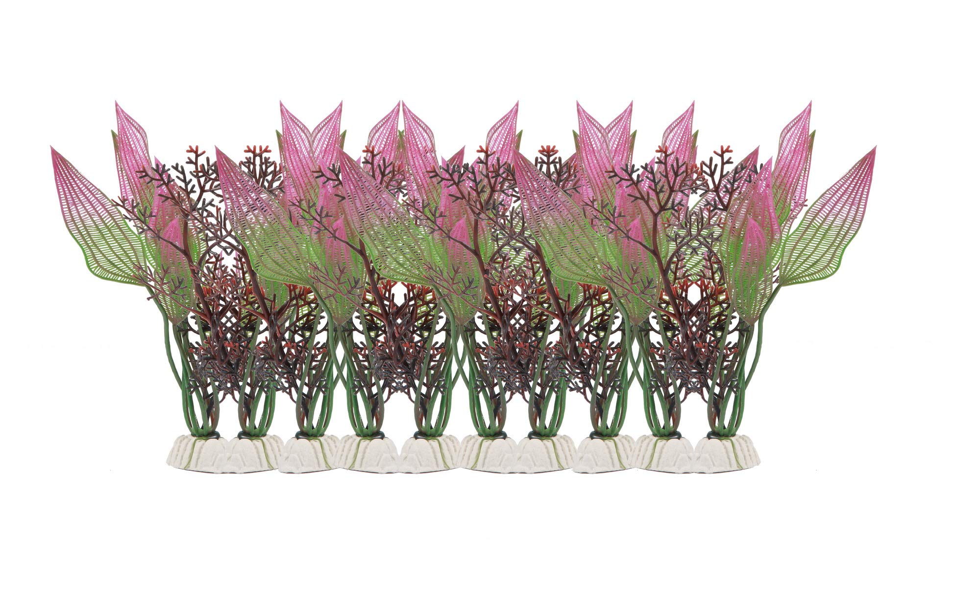 CNZ Assorted Color Aquarium Plastic Plant Decoration w Ceramic Base (Purple/Green, 10-Piece)